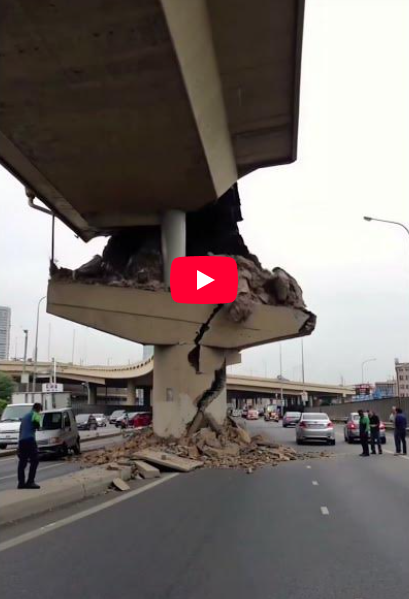 Pysu The bridge support collapsed after the earthquake